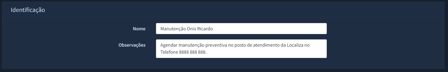 2. Nome e observações